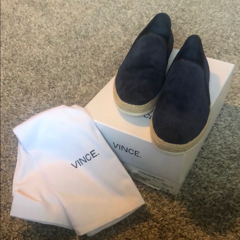 Vince Acker Deep Blue Suede Espadrille Flats
